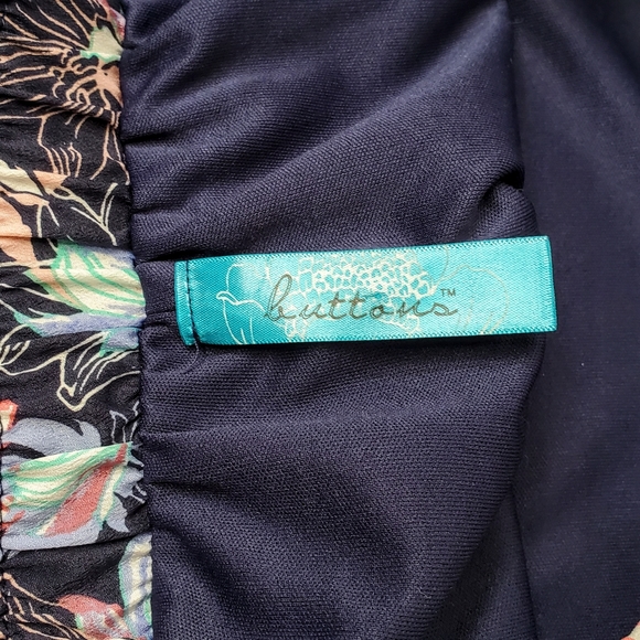 Buttons | Navy Blue Floral Print Mini Skirt Large - Picture 9 of 10